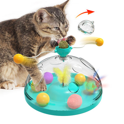 Cat Toys Interactive Multifunctional Turntable Pet Educational Toys With Catnip Ball