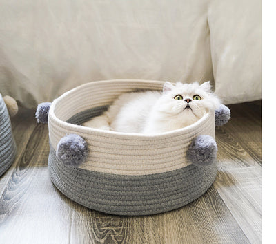 Cat Bed in Woven Basket Design Kennel for Your Cat or Small Dog Basket for Sleeping