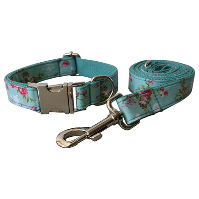 Dog Collar with Leash in Floral Design Pet Leash for Dog Walking