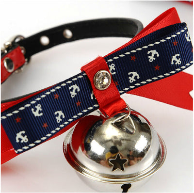 Cat Collar with Bell and Bow Tie Bell Adjustable Bowtie knot