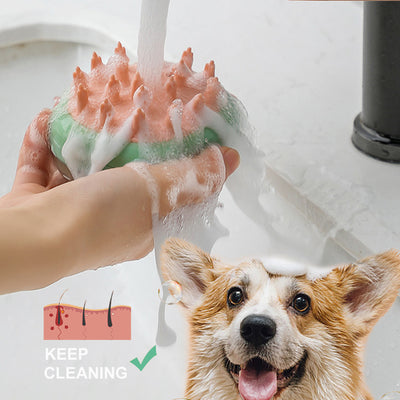 Pet Bath Brush Massage Shampoo Soap Dispensing Grooming Brush for Dogs and Cats