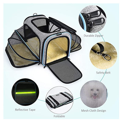 Carrier for Cats and Small Dogs Pet Travel Bag Expandable Soft Carrier