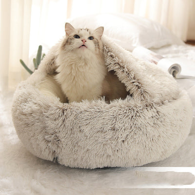 Cat Bed Small Dog Bed 2 In 1 Dog Pet Winter Bed Round Plush Pet Bed