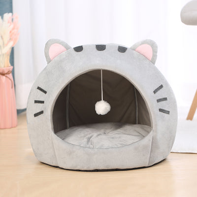 Cat Bed with Toy Cozy Warm Pet House