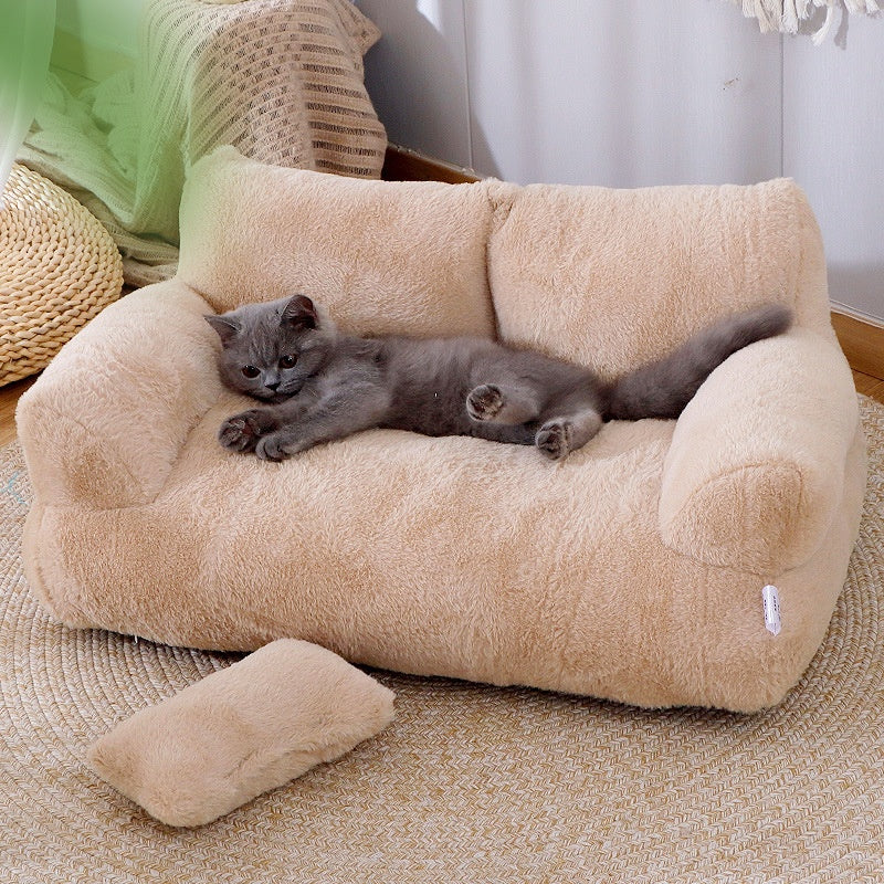 Plush Pet Bed for Cats and Small Dogs Luxury Puppy Sofa Pet Supplies