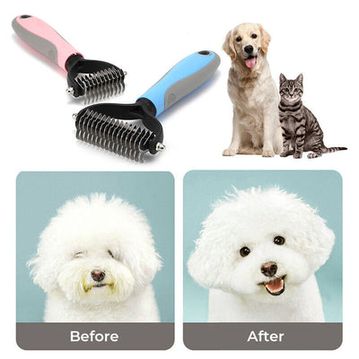 Grooming Brush for Dogs and Cats Deshedding Tool Rake Comb Fur Remover for Pets