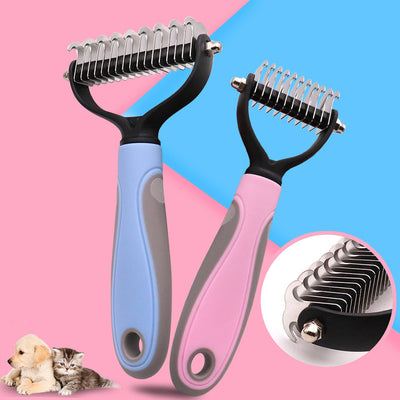 Pet Grooming Brush Stainless Steel Double-sided Pet Brush Pet Hair Removal Comb Dog Pet Shedding Tools