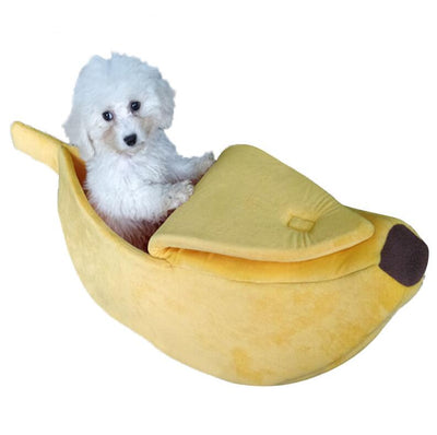 Dog Bed Banana Shaped Doghouse Cute Pet Kennel Nest Warm Cozy