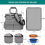 Dog Travel Bag, Weekend Pet Travel Set for Dog and Cat, Airline Approved Tote Organizer with Multi-Function Pockets, 2 Food Storage Containers, 2 Collapsible Bowls, 1 Feeding Mat (Grey)