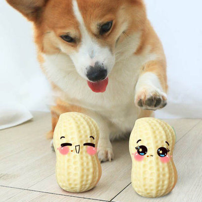 Dog Toy Squeaky Toys for Pets Bite Resistant Rubber Peanut Chew Toy