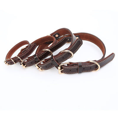 Dog Collar Leather Top Layer Cowhide for Small Medium and Large Sized Pets