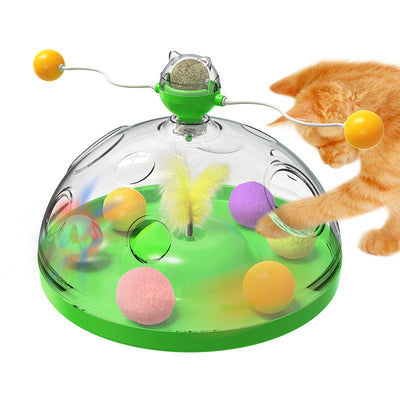 Cat Toys Interactive Multifunctional Turntable Pet Educational Toys With Catnip Ball