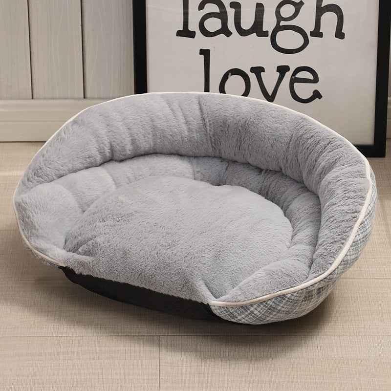 Dog Bed Warm Cozy Nest Semi-Circular Semi-Enclosed Dog Bed