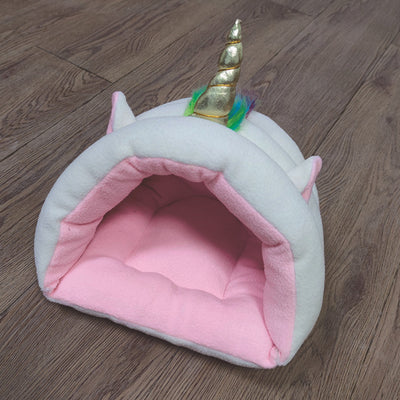 Cat Bed Cozy Nest for Small Dog in Colorful Unicorn Design