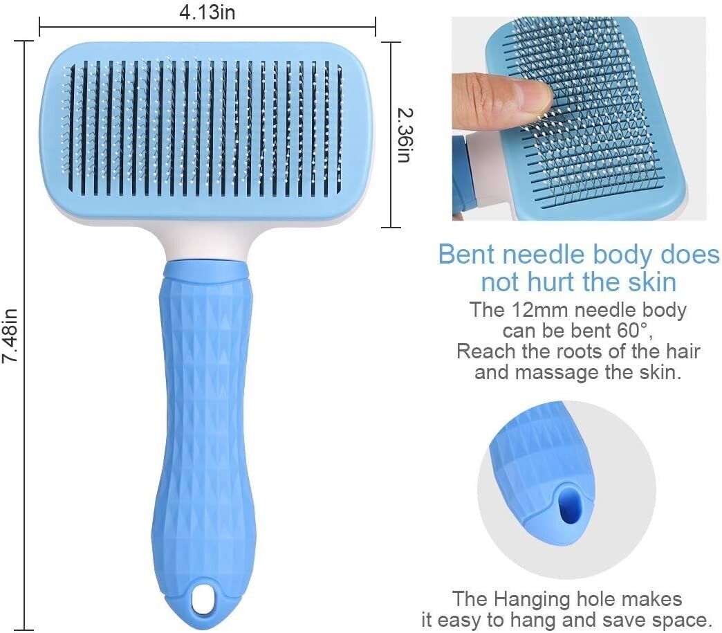 Dog Grooming Brush for Shedding Pet Hair Cat Grooming Brush One-Click Cleaning Button