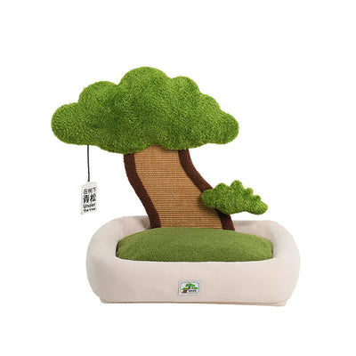 Cat Scratching Post with Cozy Cat Bed Included. Scratching Post in Fun Tree Design.