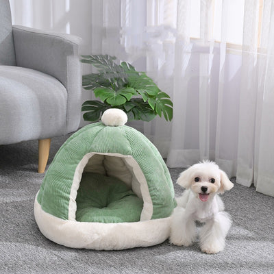 Pet Bed Cozy Nest for Small Dogs and Cats Half Enclosed Kennel Enclosed Kitty Kennel