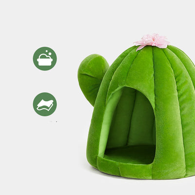 Cat Bed in Cactus Design Pet Nest Plush Velvet Pet Bed Cat Supplies