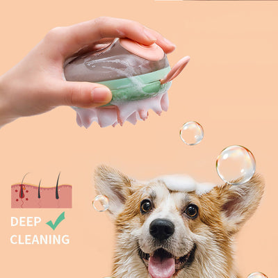 Pet Bath Brush Massage Shampoo Soap Dispensing Grooming Brush for Dogs and Cats