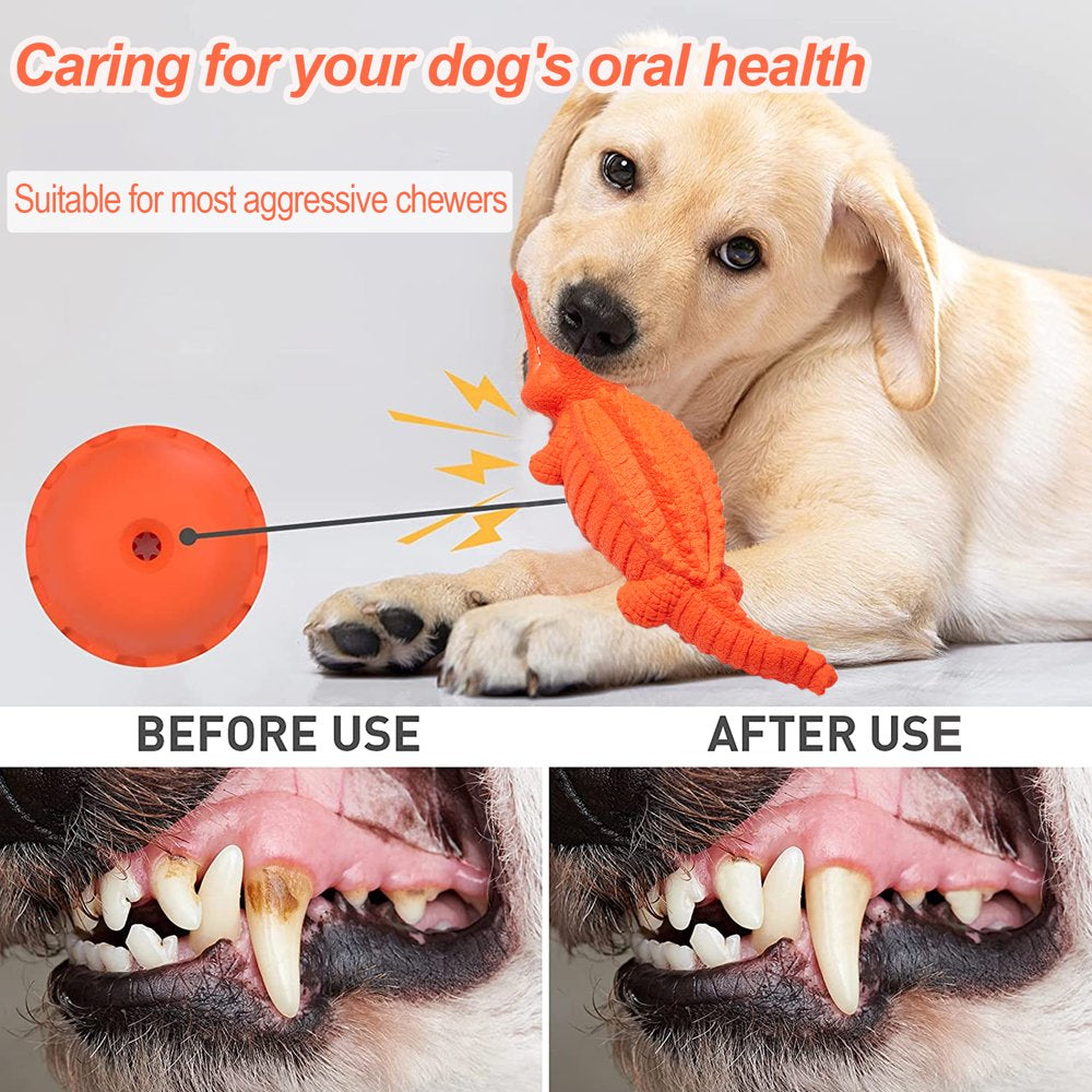 Squeaky Dog Toys for Aggressive Chewers, Durable Dog Toys Natural Rubber, Interactive Tough Dog Chew Crocodile Toy Teeth Cleaning for Medium Large Dogs