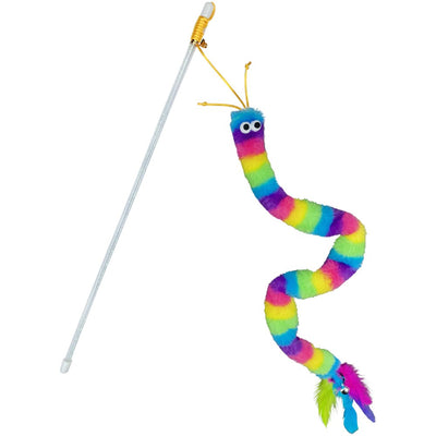 Rainbow Wand Cat Toy, with Feather and Bell, 1 Pack