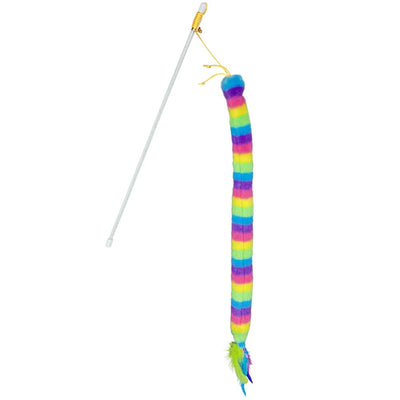 Rainbow Wand Cat Toy, with Feather and Bell, 1 Pack