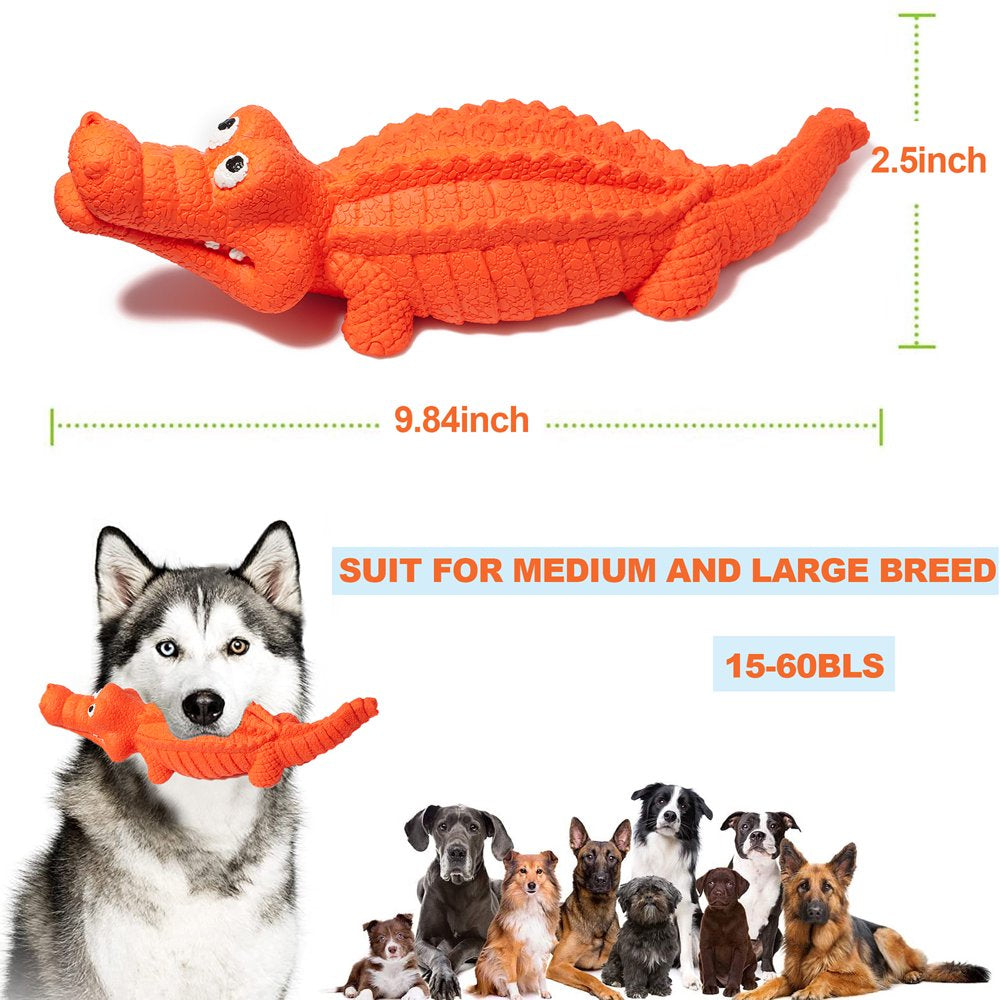 Squeaky Dog Toys for Aggressive Chewers, Durable Dog Toys Natural Rubber, Interactive Tough Dog Chew Crocodile Toy Teeth Cleaning for Medium Large Dogs